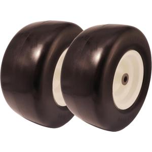 13x6.50-6 Flat-Free Tire with 3/4" 5/8" & 1/2" Bushing, 13in Zero-Turn Lawn Mower Smooth Tire and Wheel Assembly, 4.0"-6.0"Center Hub Flat Free Wheel for Universal Lawnmower Tractor