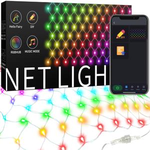 Aoycocr 4x6ft Smart Christmas Net Lights Outdoor for Bushes, Bluetooth APP Control, RGB Connectable Bush Lights, 58+ Scene Modes, Music Sync, IP44 Waterproof for Tree Fence Holiday Xmas Decorations