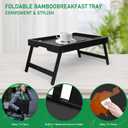 Artmeer Bed Tray Table with Folding Legs, Bamboo Breakfast Food Tray with Media Slot, Use As Platter, Laptop Desk, Snack, TV Tray Kitchen Serving Tray (Black Extra-Large Size)