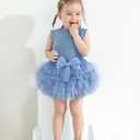 SUNNY PIGGY Newborn Baby Girl Clothes Toddler Ruffle Romper Top Infant Skirt Set (Blue)