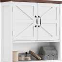 Smuxee Farmhouse Wall Mounted Cabinet with Adjustable Shelf, for Bathroom, Living Room, Laundry Room (Big, White)