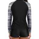 Aqua Eve Women Two Piece Rash Guard Long Sleeve Swimsuit Swim Shirt with Shorts Modest Bathing Suit UPF 50+ Ethnic XL (XL)