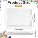 2 Pack Large Melamine Serving Trays White with Handles, 16x11 Rectangular Melamine Serving Food Platter, Dishwasher Safe Trays for Eating Appetizer Charcuterie Snack Fruit Desserts