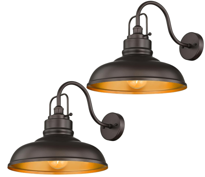 zeyu 2 Pack Gooseneck Barn Lights Outdoor, Outdoor Wall Sconces for Porch Patio, 18" Farmhouse barn Lights in Oil Rubbed Bronze Finish, 016-1BL-2 ORB, Large