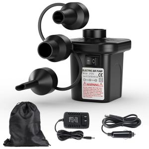 Electric Air Pump for Inflatables,Portable Quick-Fill Air Pump with 3 Nozzles,110V AC/12V DC,Inflator & Deflator Pumps for Outdoor Camping,Air Mattress Beds,Boats,Inflatable Cushion,Couch,Pool Floats