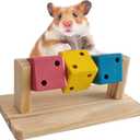 Small Animal Activity Toy with Rotating Wooden Cubes for Hamsters Gerbils Mice