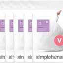 simplehuman Code V 100 Count, Dispenser Pack Custom Fit Liners, Drawstring Trash Bags, 16-18 Liter / 4.2-4.8 Gallon, White