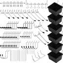Ultimate 121-Piece Pegboard Hooks Set, Pegboard Accessories with Metal Hooks, Durable Peg Board Organizer Accessories, Pegboard Bins, Peg Board Tool Utility Hooks (Black)