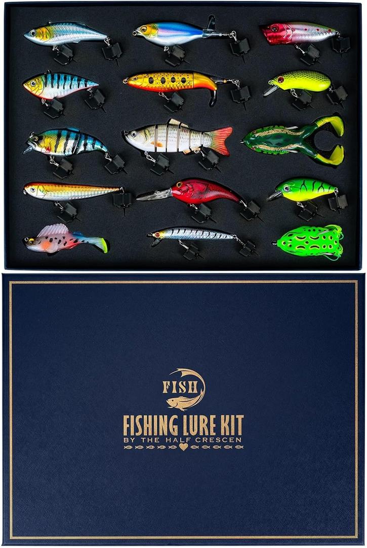Fishing Lures Kit for Diving Bass/Trout/Pike with Lifelike Action, Fishing Gear Set for 2025 Xmas