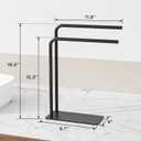 Hand Towel Holder Stand for Bathroom Kitchen Countertop, Matte Black Modern Free Standing Towel Racks with Heavy Base, Holds 2 Towels