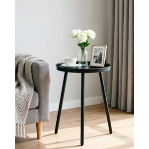 AOJEZOR Side Table: End Table for Any Room - Small Side Tables for Small Spaces All Matte Black with 3 Legged (13''Dia x 19.8''H)