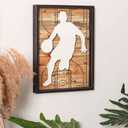 NIKKY HOME Basketball Decor Framed Wall Art Wooden Basketball Player Poster Hanging Vintage Rustic Retro Funny Sport Room Decor Accessories Unique Birthday Gifts for Teen Boys Fan Men Kids, 12" x 16"