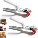 2Pcs Stainless Steel Hot Plate Gripper Tongs, Anti Scald Bowl Holder Clip Tool, Silicone Anti-Slip Heat Insulation Pplate Gripper, for Microwave, Pizza Pan, Toaster, Air Fryer, Oven