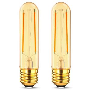 Dimmable E26 40 Watt Tubular Light Bulbs,4W T10 LED Light Bulbs,2200K Soft White Type T Tulb Flicker-Free for Chandelier Light or Industrial Wall Sconces,4.96 inches,350Lumens,3 Pack