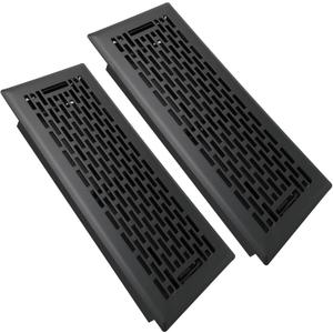 4x12 Inch Floor Vents 2 Pack Adjustable Airflow Floor Register Walkable Heavy Duty Steel Floor Vent Register with Boston Design - Matte Black Floor Vent Grates for Mobile Home