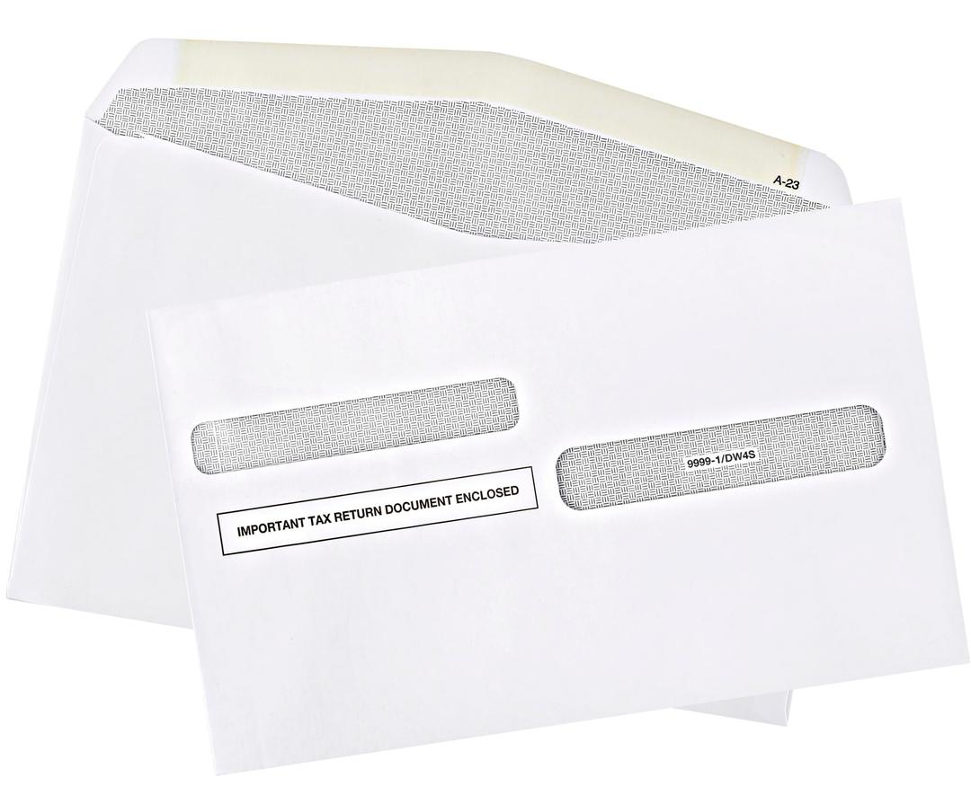 50 W2 Tax Envelopes, For 4Up Style W2 Tax Forms 50 pack Gum Seal Security Double Window W2 Envelopes