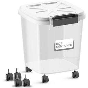 30LBS Rice Container - Rice Dispenser 30LBS/15KG/15Qt Food Cereal Container Bins with Measuring Cup for Household Pantry Organization (30 LBS)