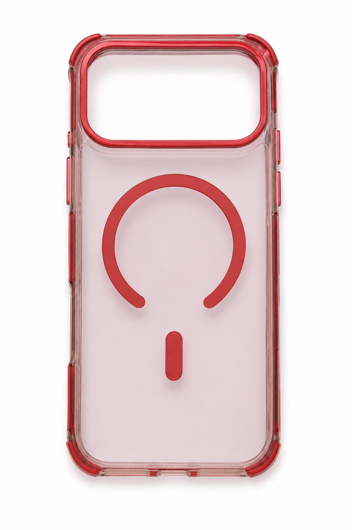 For iPhone 17 Pro Max Compatible with Magsafe  Red/Clear Case, Shockproof Soft Silicone Protection Magnetic Charge