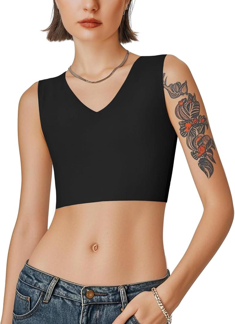 Rolewpy Chest Binder for Transgender FTM Women Binder Bra Tomboy Breast Binder Tank Top (3X-Large, Black)