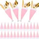 Sunnymove 30 Pack Christmas Santa Hats Silverware Holders Mini Santa Hats Xmas Party Dinner Table Dinnerware Decorations Christmas Party Supplies for Knife, Fork, Candy (Pink)