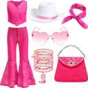 Cowgirl Costume Girls Kids Disco Cowgirl Outfits Movie Heroine Dress Up for Halloween Birthday Cosplay Party (5-6 Years)