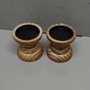 Candle Holder for Pillar Candle Set of 2, Farmhouse Wood Candle Holder, Rustic Wooden Candle Stand, Vintage Small Wooden Candlestick Holders for Living Room, Table Centerpiece, Brown