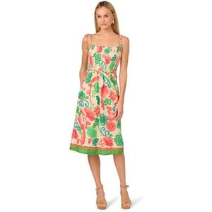 Adrianna Papell Women's Smocked Printed Placement Dress Size 10