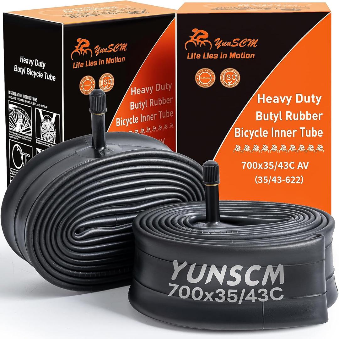 700C Heavy Duty Bike Tubes 700x35C/38C/40C/43C AV Schrader Valve (35/43-622) 700C Bicycle Inner Tubes Compatible with 700 x 35C 700x36C 700x37C 700x38C 700x40C 700x42C 700x43c Bike Tire Tubes 2-PCS
