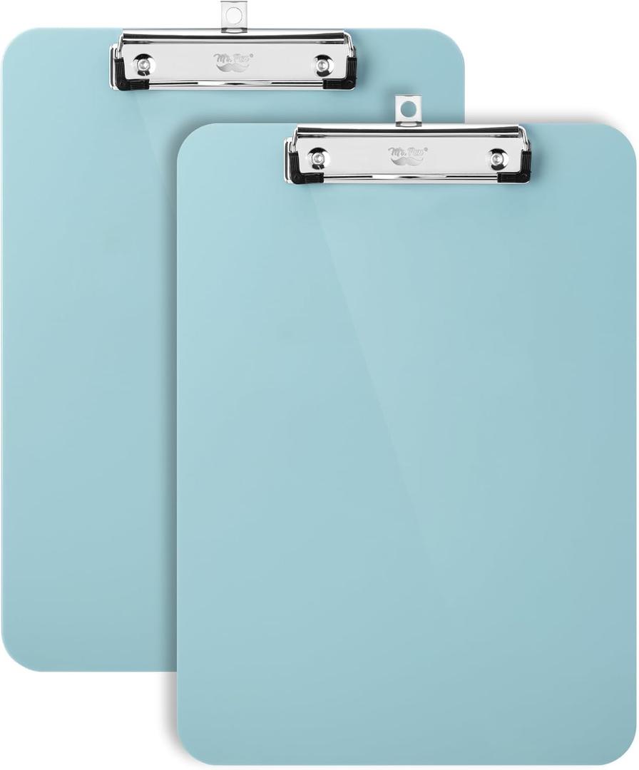 Mr. Pen- Plastic Clipboard, 12.5" x 9", 2 Pack, Clipboard Plastic, Low-Profile Metal Clip with Retractable Hanging Hole (Pastel Green)