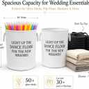 2 Pcs 16in White Wedding Basket Set with Handles, Premium Thick Felt Storage Baskets for Wedding Reception, Large Dance Floor Props Holder for Bulk Flip Flops, Glow Sticks, Blankets, Bathroom Supplies