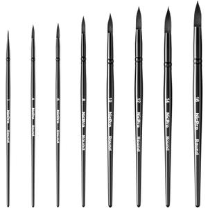 Nicpro 8pcs Watercolor Paint Brushes, Round Pointed Tip Paint Brush Set, Professional Soft Synthetic Squirrel Paint Brushes, Artist Painting Brushes for Watercolor, Inks, Gouache, Acrylic, Oil