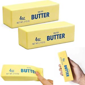 2PCS Butter Squishy ToysSlow Rebound Butter Squeeze Stress Ball , Sticky Butter Sticks Squeeze Toys, Realistic Food Squishies Fidget Toys for Adults, Office Desk Decor & Gift
