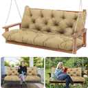 Durable Extra 5" Thick Outdoor Swing Cushions Waterproof 60 inch 3 Seater Replacement Porch Swing Cushions with Backrest Fade-Resistant for Outdoor Patio Long Bench Furniture (Khaki)