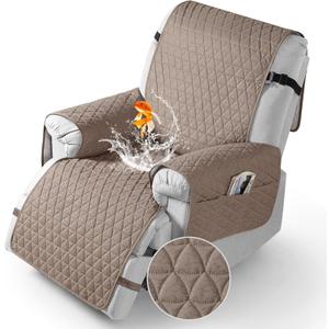 TAOCOCO 100% Waterproof Recliner Cover - Recliner Cover with Non-Slip Granule, Recliner Chair Covers with Elastic Band, Recliner Chair Covers for Reclining Chair(Taupe, Small-22'')