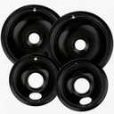 4-Pack Chrome Electric Stove Drip Pans Replacement, Includes Black 26 & 28 Burner Drip Pans, Compatible with Most Plug-in Electric Ranges