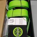 Heavy Duty Wheel Chock Tie Down Straps Set (4PK) - 4,400lb Max Break Strength, (2) 2" x 8' Trailer Tire Straps with (8) Wheel Chocks for ATV, UTV or Tractors