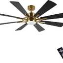 WINGBO 72" DC Ceiling Fan with Lights and Remote, Gold and Black Ceiling Fan w/ 3 Downrods, 8 Plywood Blades, 6-Speed Reversible DC Motor, Modern Ceiling Fans Indoor for Kitchen Bedroom Living Room