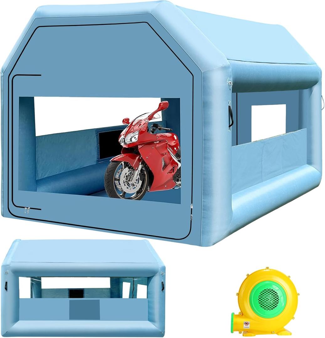 LVAOSTT Paint Booth 12.5x10x10FT Inflatable Paint Booth Portable Spray Booth Tent with Blower Air Filter System for DIY Spray Car Truck Motorcycle Garage Furniture Part Painting