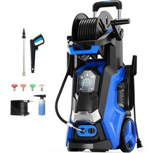 Electric Pressure Washer 5000PSI-Max 3.6GPM Power Washer Touch Screen Adjustable Pressure,4 Nozzles and 500ml Foam Cannon Power Washer Cleaning for Patio (5000 PSI, Blue)