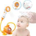 Bath Toys Electric Radish Submarine Baby Bath Shower Head Sprayer, Water Toys for Babies Portable Camping Shower Pump for Toddler Kids in Bathtub or Sink (Not Included Batteries)