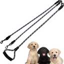 Dual Dog Leash, Reflective Heavy Duty Two Dog Leash for Small Medium Large Dogs, 2 Dog Leashes, 360 Swivel Tangle Free with Comfortable Handle, Support Add to Multiple Rope, Black