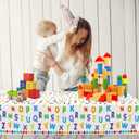 3Pcs Alphabet Plastic Tablecloth, 54 x 108 Inch Educational ABC Alphabet Party Table Cover for Early Learning, Boys and Girls Birthday Party Supplies