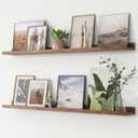 FLYJOE Picture Ledge Shelf, Floating Shelves Set of 2, 48 Inches Long Large Nursery Book Shelves for Toys Storage, Kids Bookshelf Wall Mounted for Living Room Bedroom Decor Books Photo Frames, Walnut