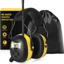 BJKing AM/FM Radio Headphones with Digital Display, 30dB AM FM Hearing Protection Safety Ear Muff, Ear Protection Headphone for Mowing, Landscaping, Shooting and Construction Black-Yellow, One Size