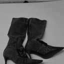 Denim Knee High Boots for Women Pointed Toe Stilettos High Heel Boots Vintage Washed Jeans Back Zipper Casual Fashion Shoes (11, Black)