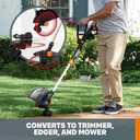 WORX 3 in 1 Cordless String Trimmer/Lawn Edger/Mini Mower, 12" Electric Weed Wacker with Command Feed, 20V Weed Eater with 5.5 LBS, 2 Batteries & Charger Included, WG170