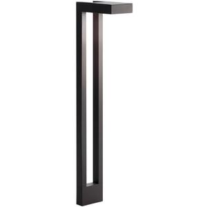 Contemporary 1-Light Two Arm Path Light in Te Tured Architectural Bronze with Satin Etched Glass 6" W 22" H-Te Tured Architectural Bronze Finish Contemporary Landscape 12V Path & Spread