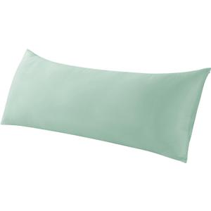 WhatsBedding Body Pillow Cover Cooling Fabric, Long Pillowcase Breathable & Skin-Friendly, Zipper Closure - Milky Green (20x54 inch)