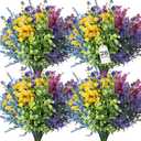 TQRR 28Pcs Artificial Flowers for Outdoor, UV Resistant Fake Silk Flowers, Faux Plastic Plants for Spring Summer Yard, Porch, Hanging Planter,Window, Home Decoration (28)