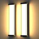 Dimmable Outdoor Wall Lights 2Packs,10%-100% Dimming,23.6in LED Modern Patio Wall Light Fixture, Black Exterior Sconce for Garage Courtyard Commercial House(3000K) (Warm White 3000k)
